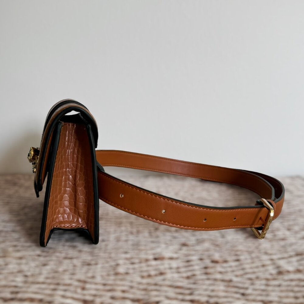 Topshop Leopard Brown Faux Leather Adjustable Waist Belt Bag - Picture 5 of 9